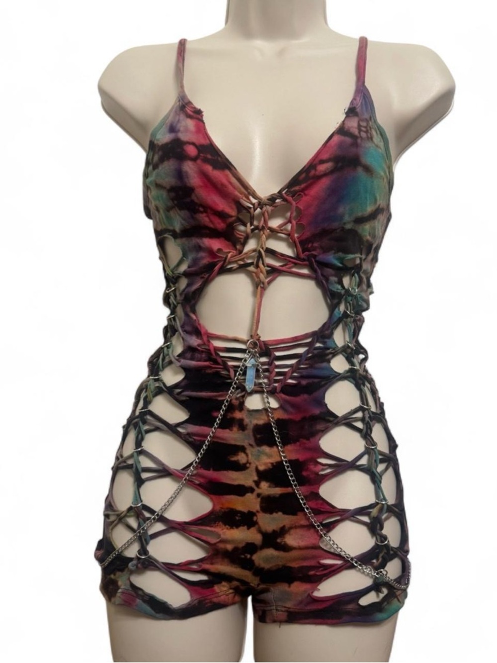 Tie-Dye Slit Weave Romper 222twinflame